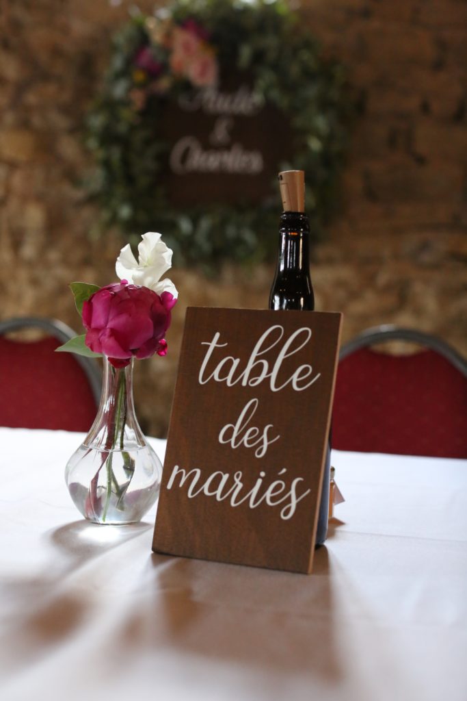 numéro de table mariage en bois et vinyle